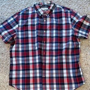 Old Navy Men's Casual Plaid Shirt - Red, Blue, White